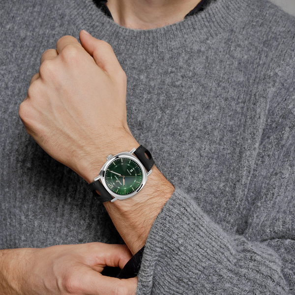 Jacques Lemans 1-1943J Herren Edelstahl Leder Quarz 10Bar